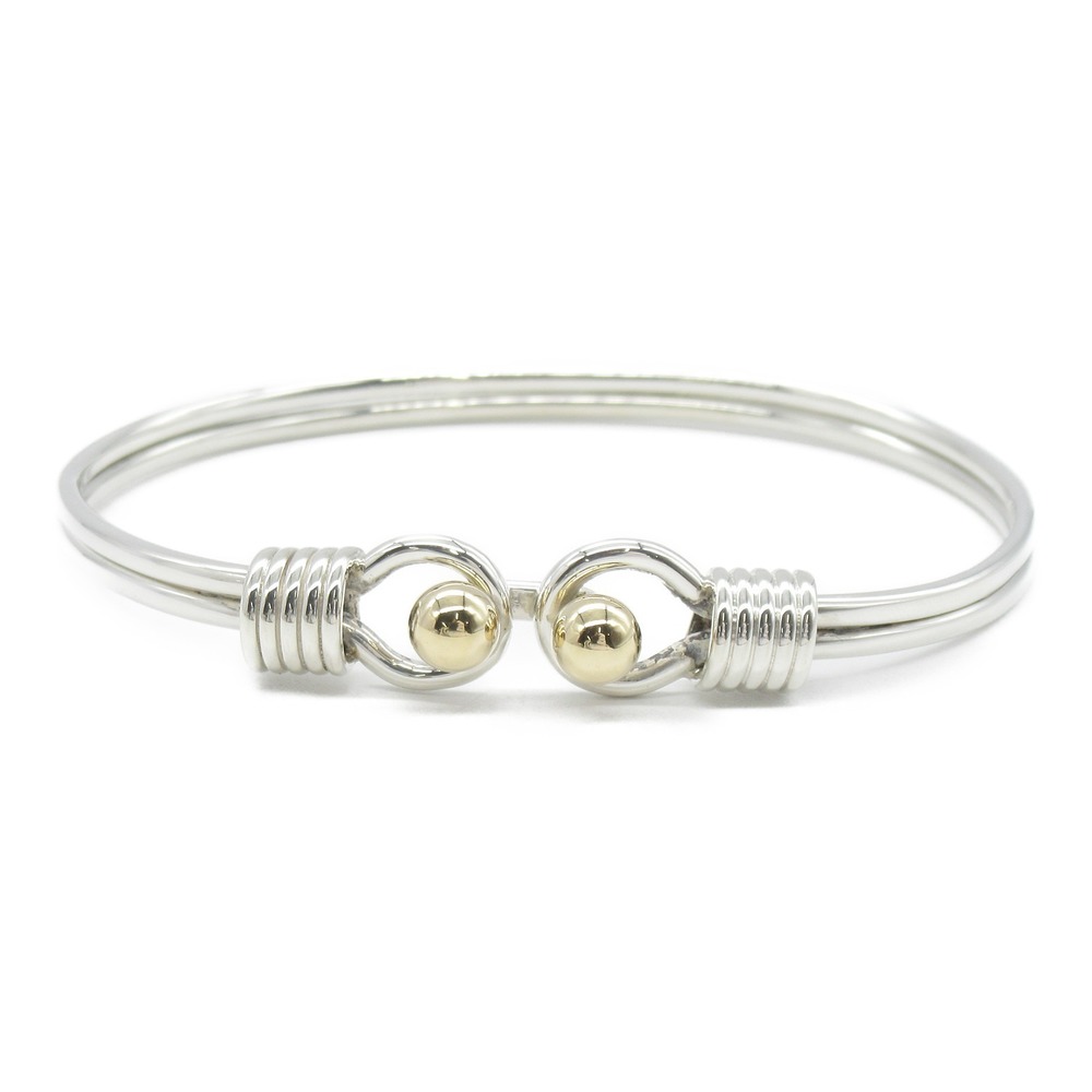Tiffany Double Hook And Eye Bangle Silver K18 Yel… - image 1